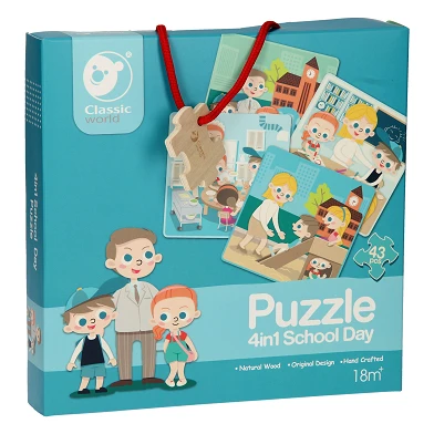 Classic World Holzpuzzle in der Schule, 4in1