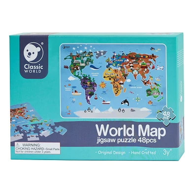 Classic World Holzpuzzle Weltkarte, 48 Teile.