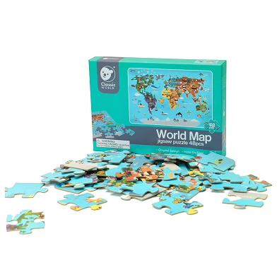 Puzzle en bois du Classic World , carte du monde, 48 pièces.