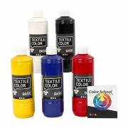 Peinture textile - Couleurs primaires, 5x500ml