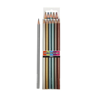 Crayons de couleur triangulaires – Métallisés, 6 pièces.