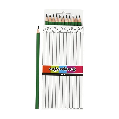 Crayons de couleur triangulaires – Vert, 12 pièces.