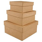 Quadratische Schachteln Pappmaché, 3St.