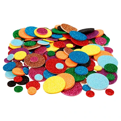 Cercles pailletés en forme de mousse, 150 pièces.