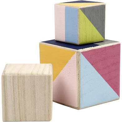 Cubes en bois, ensemble de 3