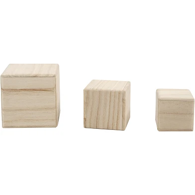 Cubes en bois, ensemble de 3