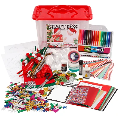 Hobbybox rouge avec des matériaux créatifs
