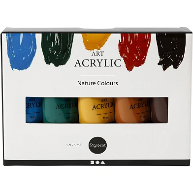 Peinture acrylique Pigment Art couleurs naturelles, 5x75ml