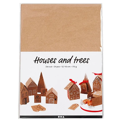 Kartonset „Häuser und Bäume“.