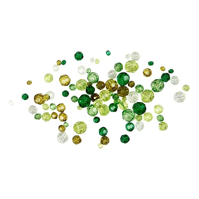 Mélange de perles à facettes pailletées vertes, 45 grammes