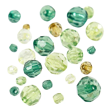 Mélange de perles à facettes pailletées vertes, 45 grammes