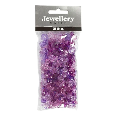 Mélange de perles à facettes violet, 45 grammes