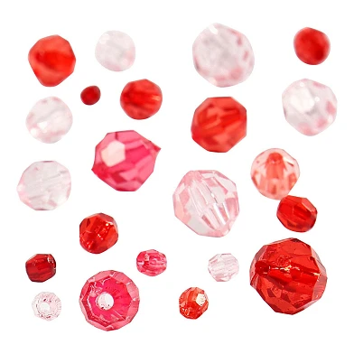 Mélange de perles à facettes Harmonie rouge, 45 grammes