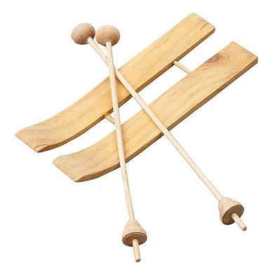Mini-Ski aus Holz mit Stöcken, 3 Paar