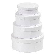 Boîtes ovales blanches avec couvercle, 4 pcs.
