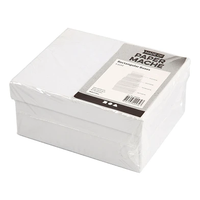 Boîtes rectangulaires blanches avec couvercle, 4 pcs.