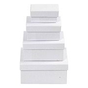 Boîtes rectangulaires blanches avec couvercle, 4 pcs.