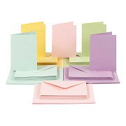 Cartes et enveloppes couleurs pastel, 50 jeux