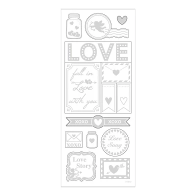 Stickers Zilver Love, 1 Vel