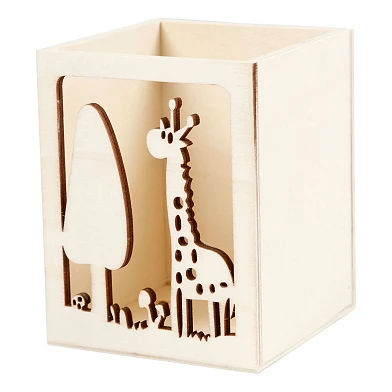 Boîte à crayons en bois girafe