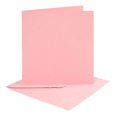 Kaarten en Enveloppen Roze, 4st.