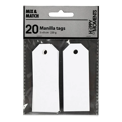 Étiquettes Manille blanches, 20 pcs.