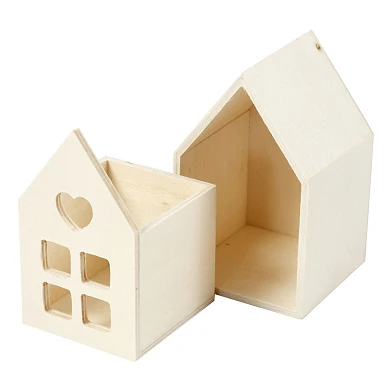 Maison en bois avec tiroir, 10,8 cm