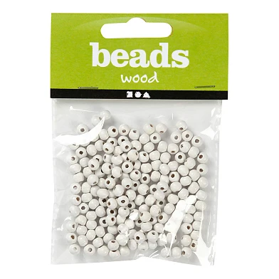 Perles en bois blanches, 150 pièces.