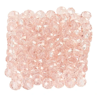 Perles à facettes roses, 100pcs.