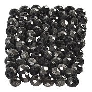 Perles à Facettes Noir Métallisé, 100pcs.