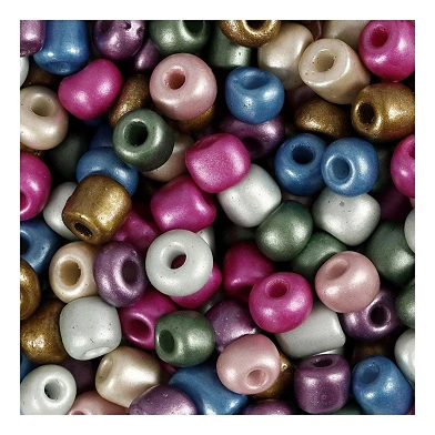 Perles de rocaille couleurs métalliques, 130 grammes