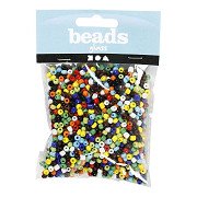 Perles de rocaille de différentes couleurs, 130 grammes