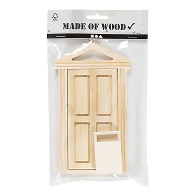 Mini-Tür und Briefkasten aus Holz.
