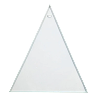 Glazen Plaat Driehoek met Gat 8x9cm, 10st.