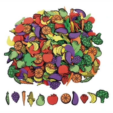 Colorations - Autocollants en mousse pour fruits et légumes, 500 pièces.