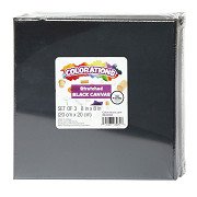 Colorations - Toile Noir 20x20cm, Lot de 3