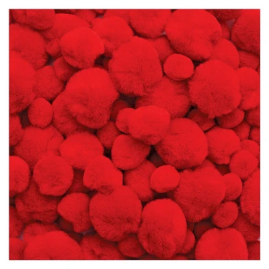 Färbungen - Pom Poms Rot, 100 Stück.