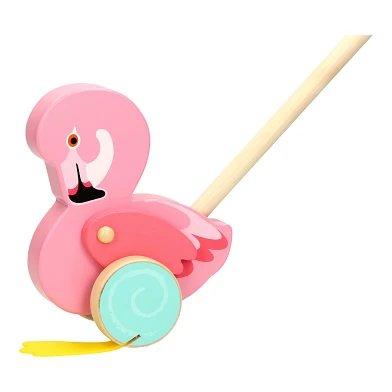 Houten Duwfiguur - Flamingo
