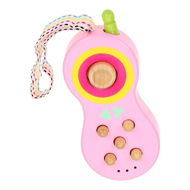 Houten Telefoon met Geluid - Roze
