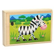 Lobbes-Houten Puzzelbox 4in1 - Wilde Dieren-aanbieding Lobbes-Houten Puzzelbox 4in1 - Wilde Dieren-aanbieding