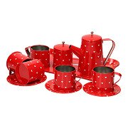 Teeservice aus Zinn, Rot