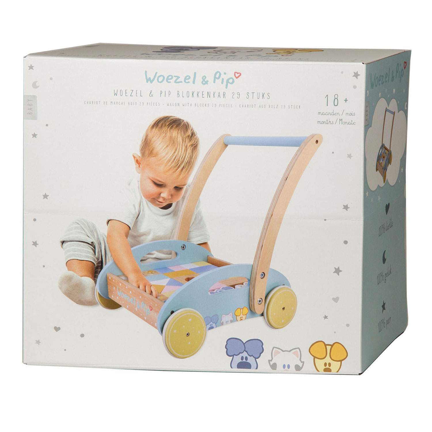 Woezel en Pip Baby Block Cart Walker