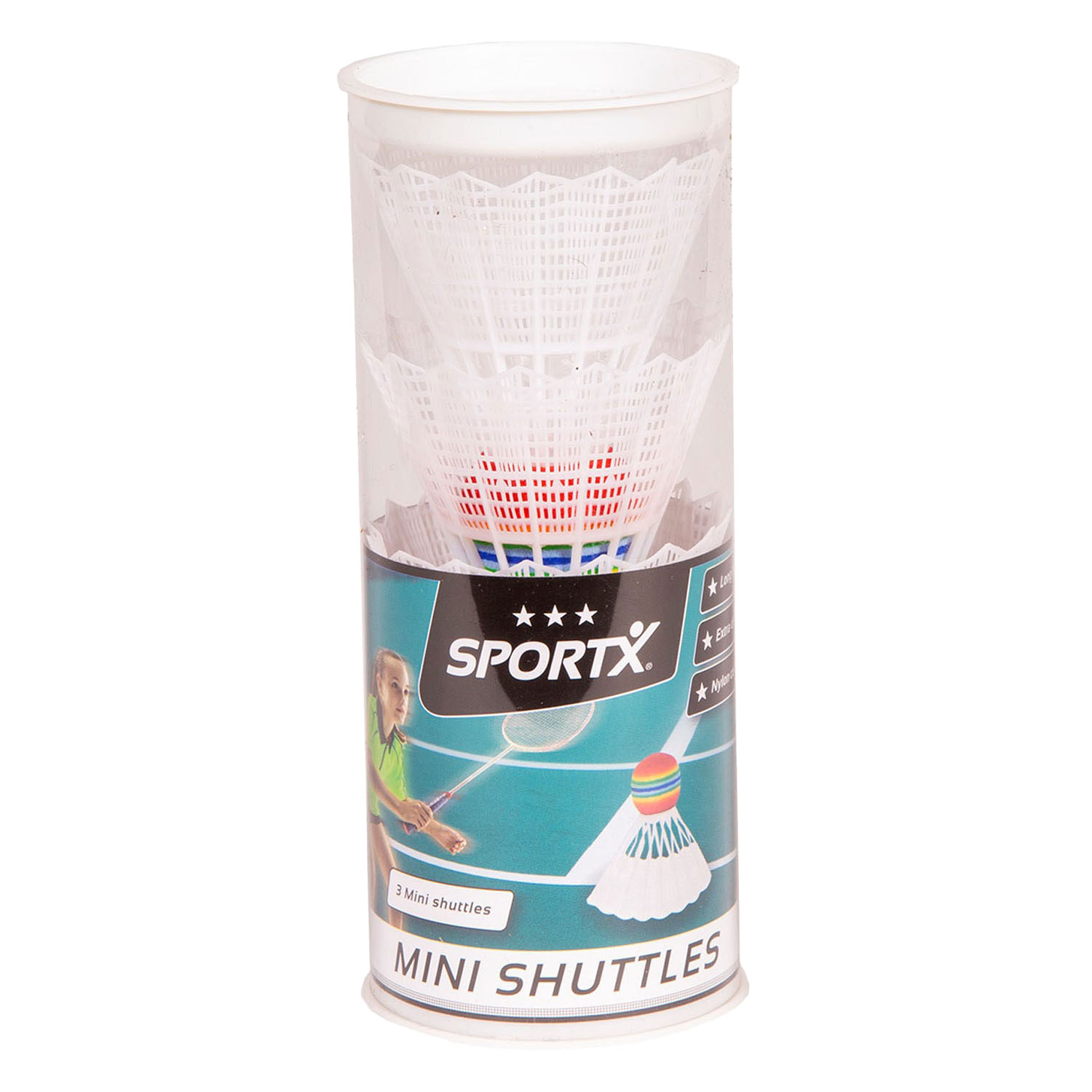 SportX Mini Badminton Shuttles in Tube, 3 Stk.