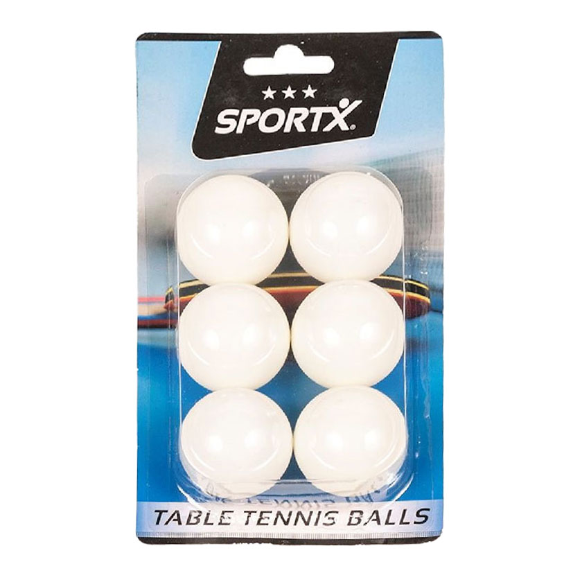 Balles de tennis de table SportX sur blister, 6 pcs.