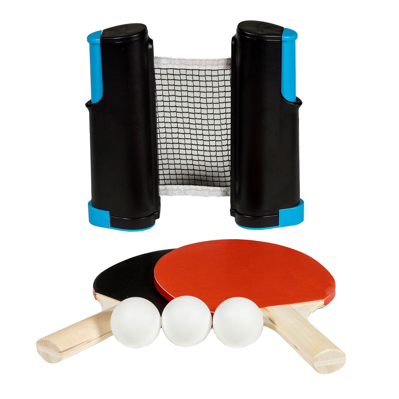 Filet de tennis de table enroulable SportX avec 2 raquettes