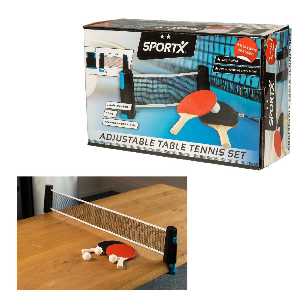 Filet de tennis de table enroulable SportX avec 2 raquettes