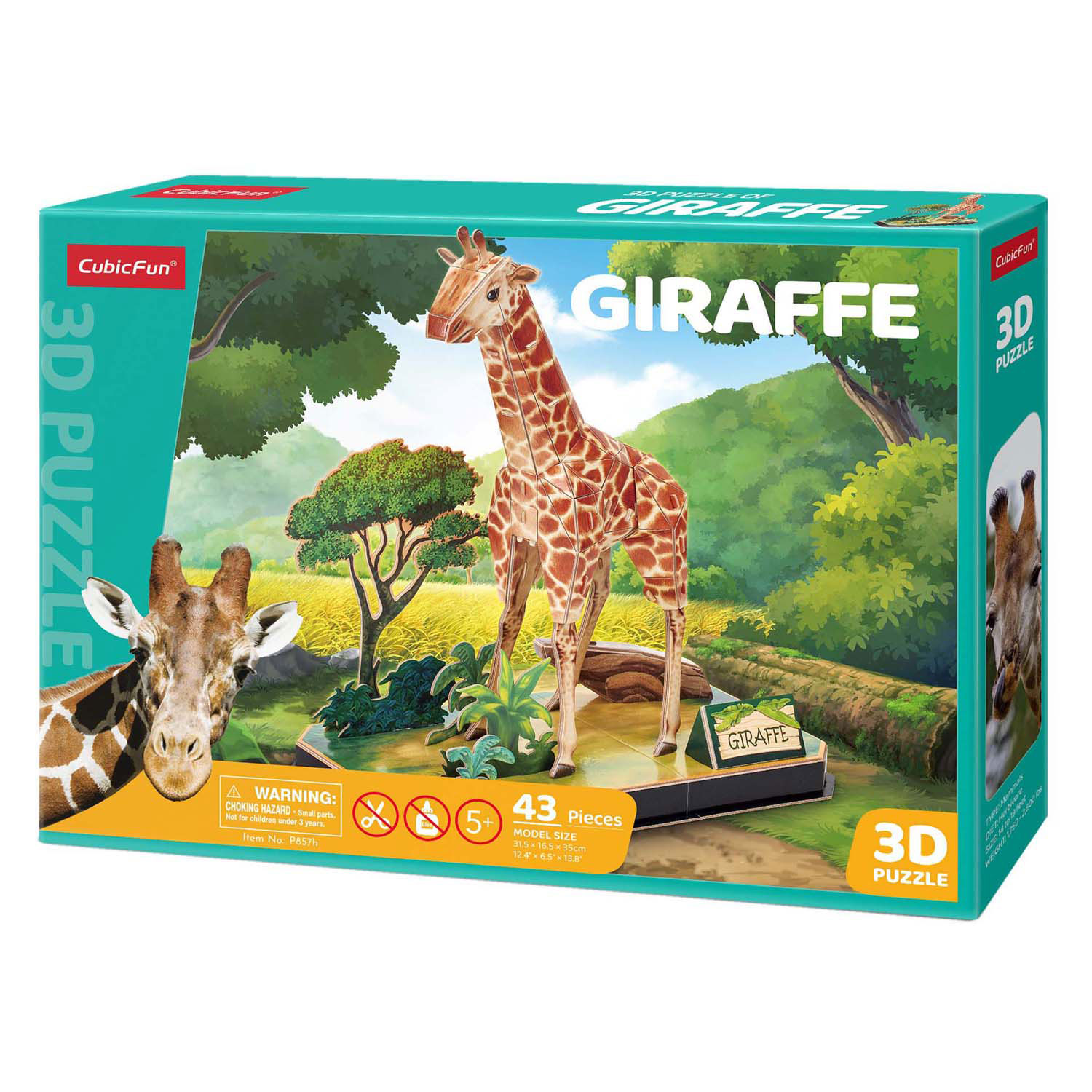 Puzzle 3D cubique amusant girafe