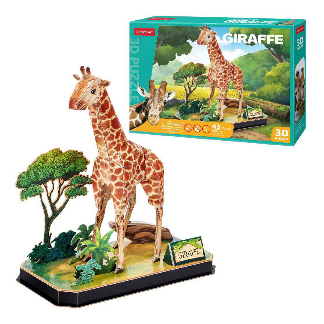 Puzzle 3D cubique amusant girafe