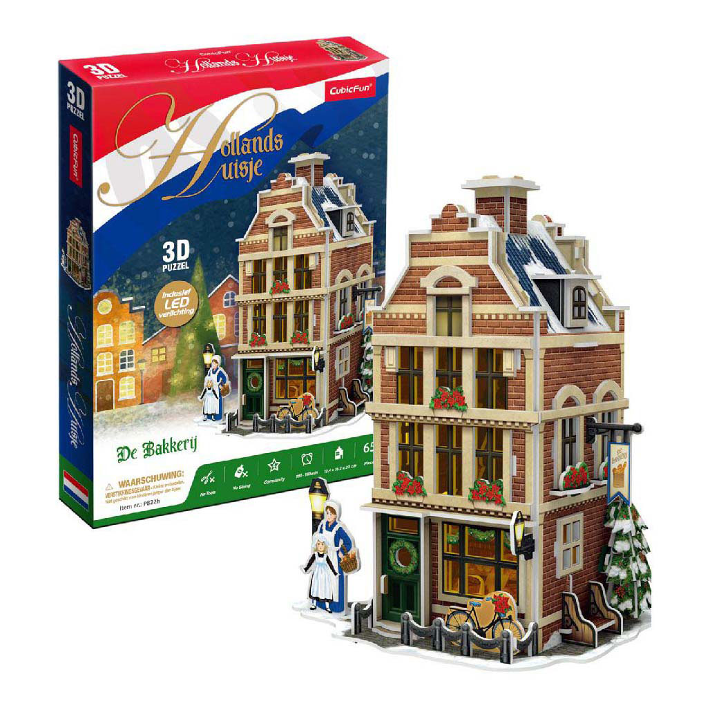 Puzzle 3D cubique amusant Boulangerie hollandaise avec éclairage LED