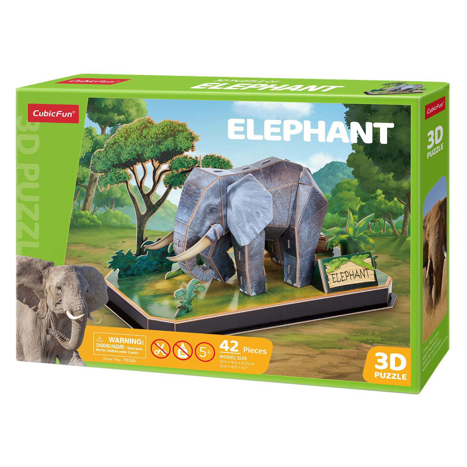 Puzzle 3D amusant et cubique, éléphant